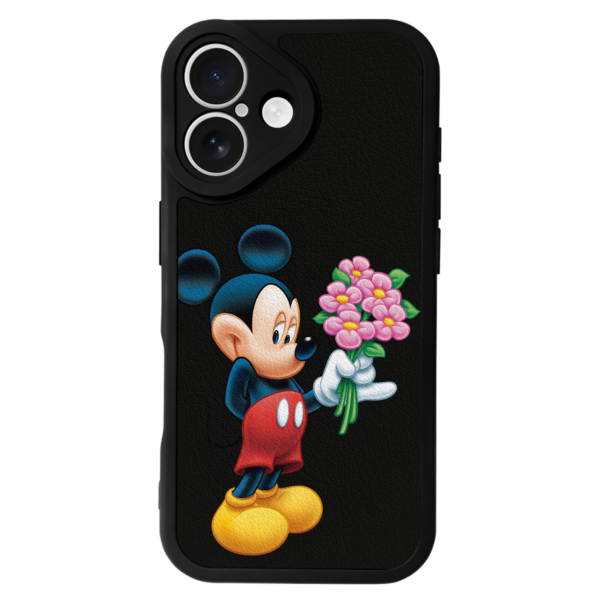 （画像用） ミッキーマウス Mickey Mouse 【iPhone 16シリーズ対応】シリコンスマホケース（レザー調） 材質：シリコン